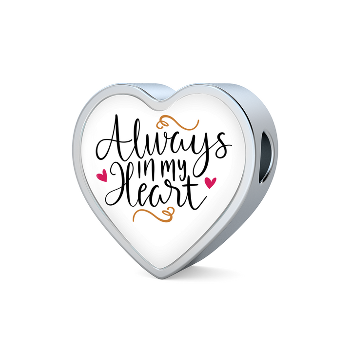 Always in my heart leather bracelet and heart charm.