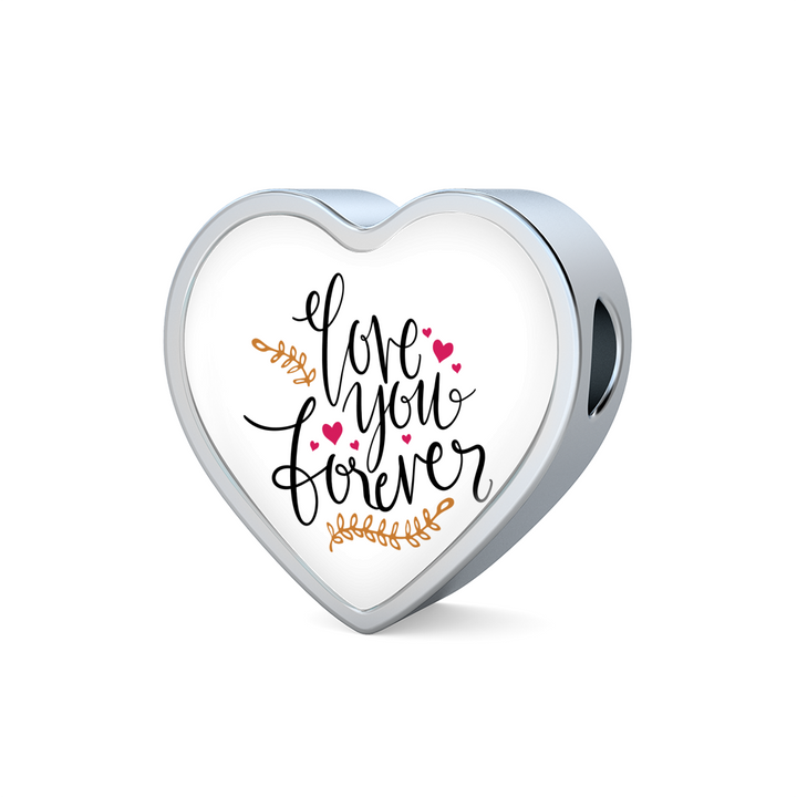 Love you forever leather bracelet and heart charm