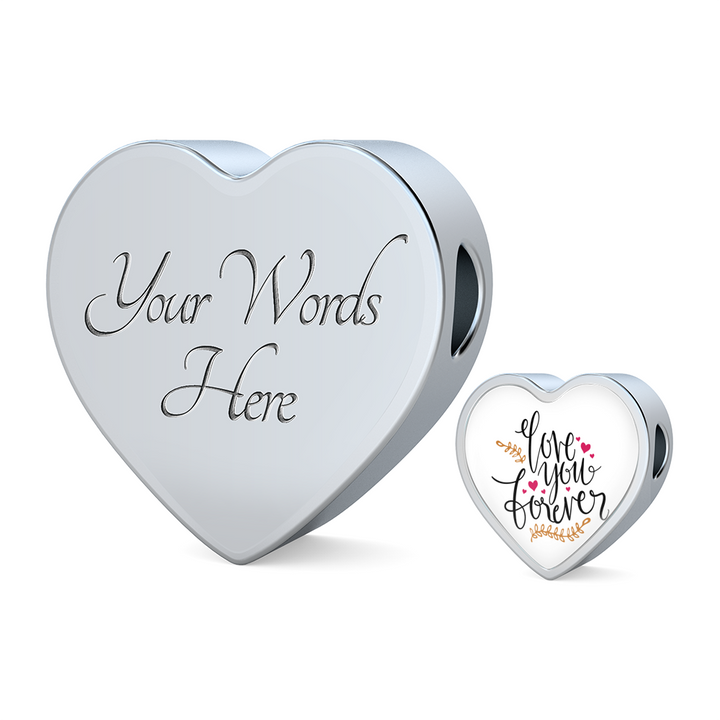 Love you forever leather bracelet and heart charm