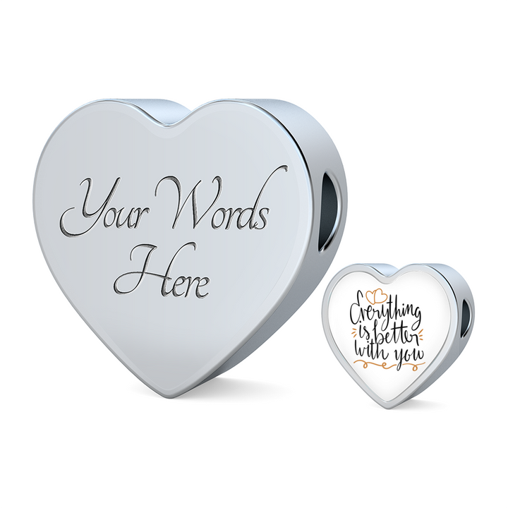 Everything is better with you leather bracelet and heart charm.